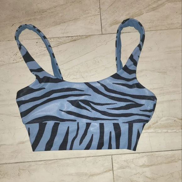 BEACH RIOT Leah Sports Bra in Slate Zebra Sz S - Picture 2 of 4